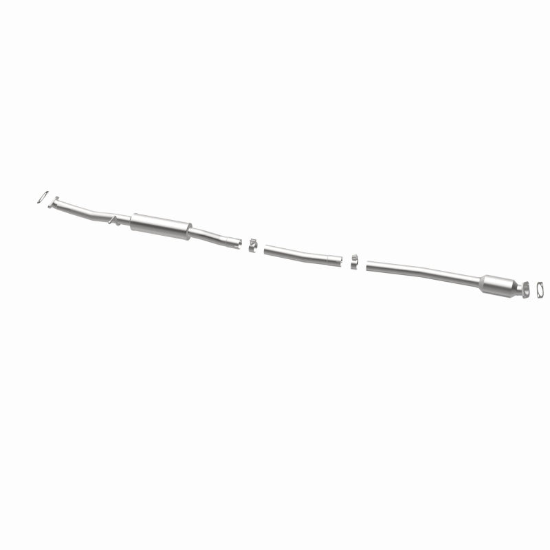 MagnaFlow 557998 carb direct-fit catalytic converter, opposite rear three-quarter view of the turntable spin