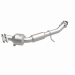 MagnaFlow 551152 carb direct-fit catalytic converter, front three-quarter view of the turntable spin