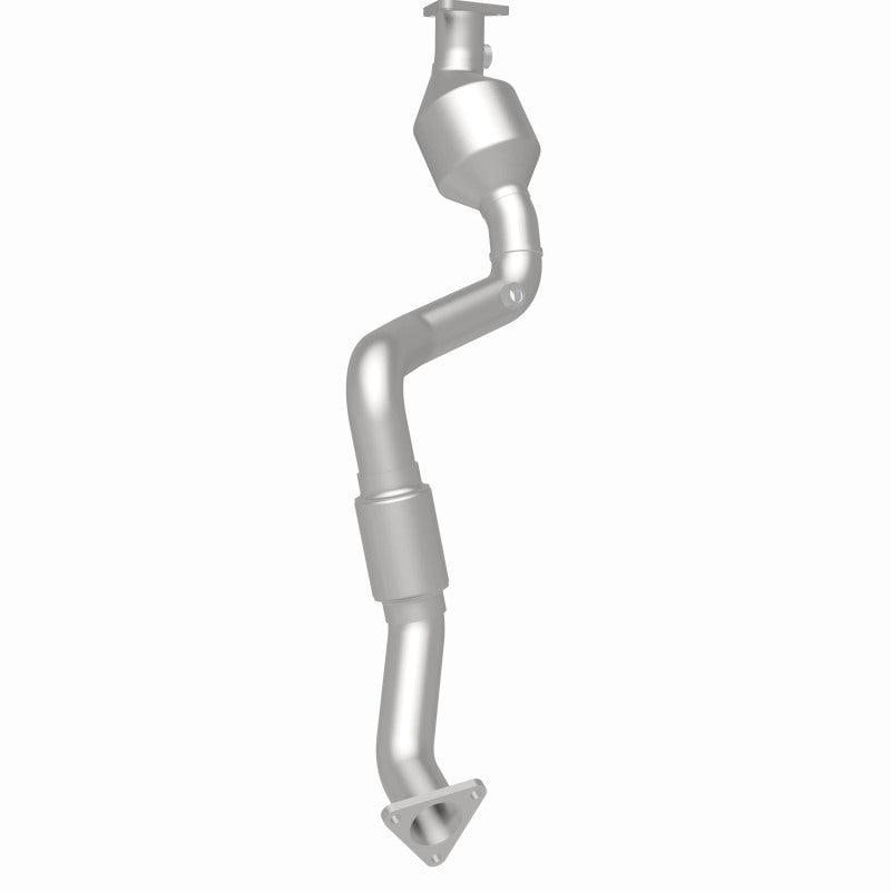 MagnaFlow 5481943 carb direct-fit catalytic converter, rear three-quarter view of the turntable spin
