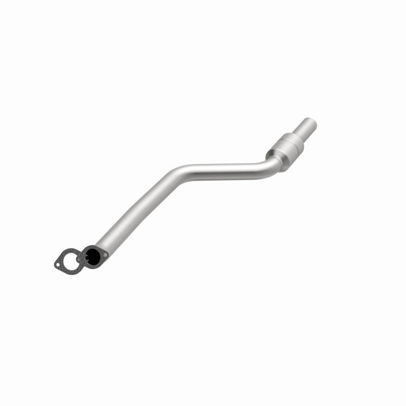 MagnaFlow 557768 carb direct-fit catalytic converter, opposite front three-quarter view of the turntable spin