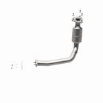 MagnaFlow 4561013 carb direct-fit catalytic converter, opposite rear three-quarter view of the turntable spin
