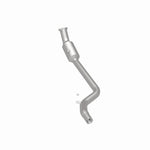 MagnaFlow 5561241 carb direct-fit catalytic converter, rear three-quarter view of the turntable spin