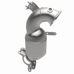MagnaFlow 551132 carb direct-fit catalytic converter, opposite front three-quarter view of the turntable spin