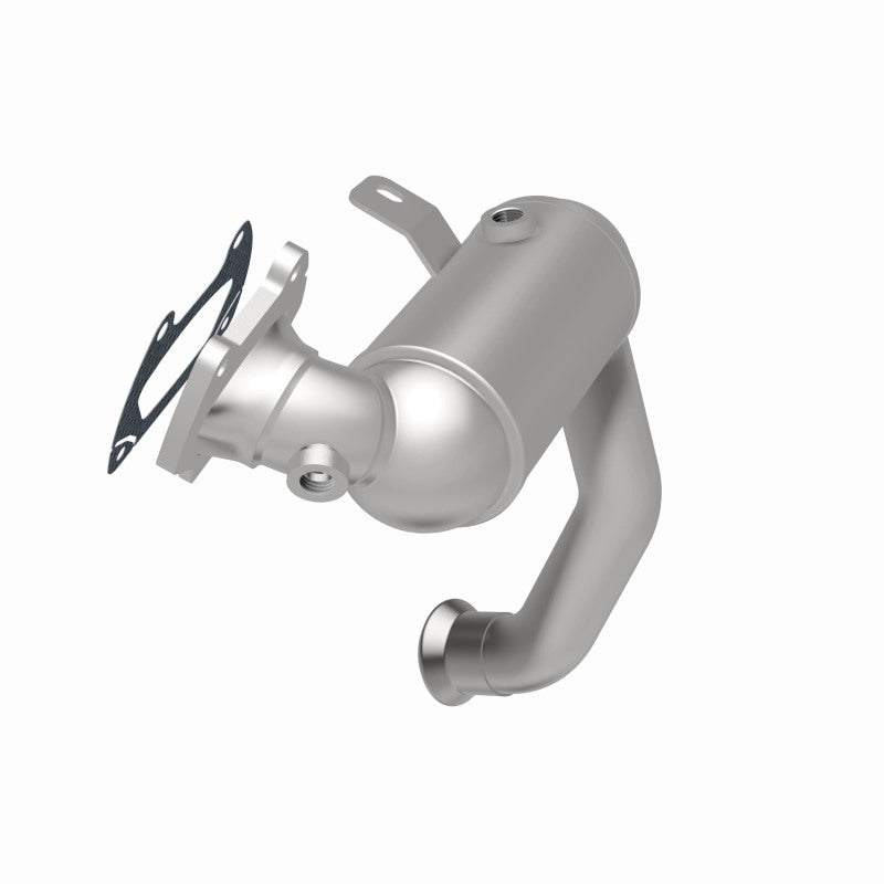 MagnaFlow 21-951 oem grade direct-fit catalytic converter, rear three-quarter view of the turntable spin