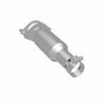 MagnaFlow 5592221 carb direct-fit catalytic converter, rear three-quarter view of the turntable spin