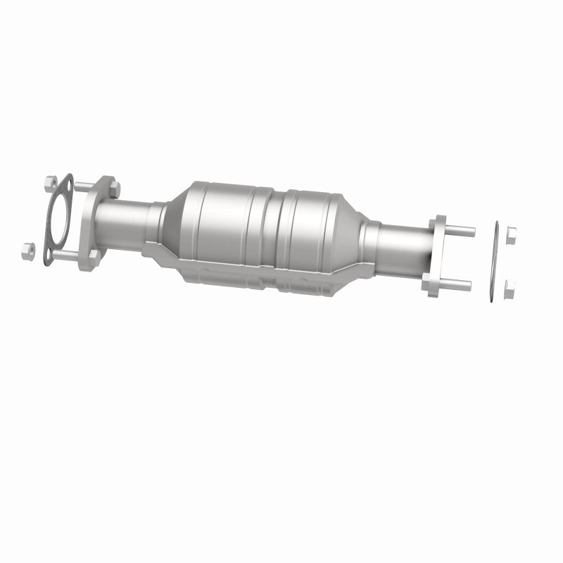 MagnaFlow 5571469 carb direct-fit catalytic converter, side view of the turntable spin
