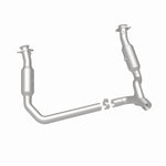 MagnaFlow 5451665 carb direct-fit catalytic converter, rear three-quarter view of the turntable spin