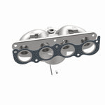 MagnaFlow 22-237 oem grade manifold converter, opposite side view of the turntable spin