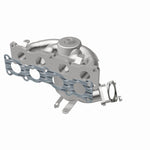 MagnaFlow 52777 oem grade manifold converter, opposite front three-quarter view of the turntable spin