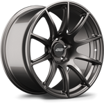 Single alloy wheel with dark gunmetal finish, ten-spoke design, five-bolt pattern, isolated on white background - APEX Wheels wheel for 19x10.5 ET45 5x120 - Anthracite