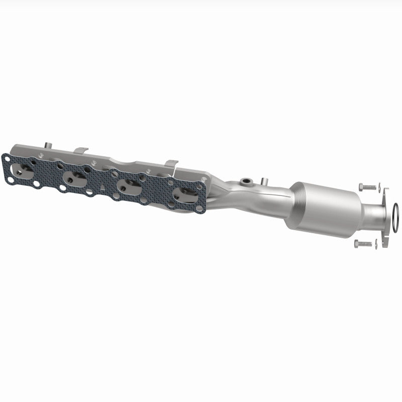 MagnaFlow 5582357 carb manifold converter, front three-quarter view of the turntable spin