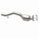 MagnaFlow 5592595 carb direct-fit catalytic converter, opposite rear three-quarter view of the turntable spin