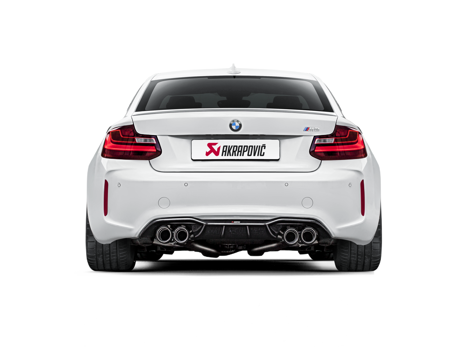 Akrapovic BMW M2 F87 (Excl M2 Competition) Evolution Line Cat Back (Titanium) w/Carbon Tips ME-BM/T/8H for BMW M2 F87 2016-2018, detail view
