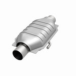 MagnaFlow 3322016 universal catalytic converter, opposite front three-quarter view of the turntable spin