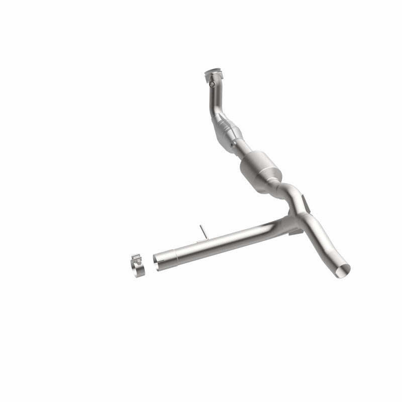 MagnaFlow 52450 oem grade direct-fit catalytic converter, rear three-quarter view of the turntable spin