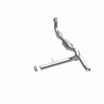 MagnaFlow 52450 oem grade direct-fit catalytic converter, rear three-quarter view of the turntable spin
