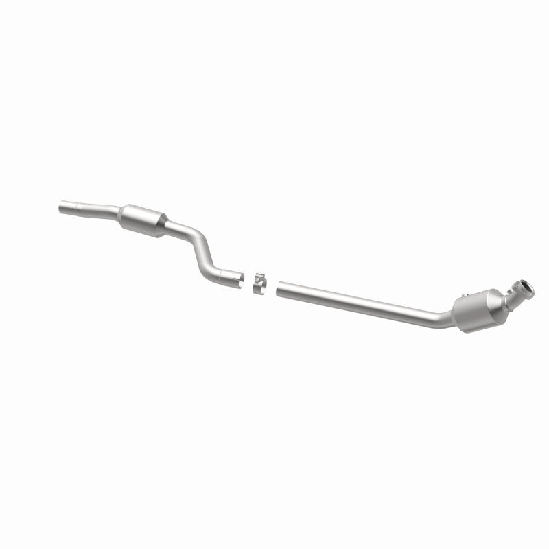 MagnaFlow 5561448 carb direct-fit catalytic converter, opposite rear three-quarter view of the turntable spin