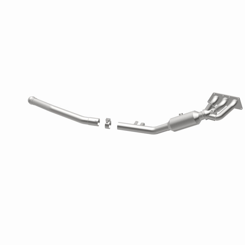 MagnaFlow 22-067 oem grade manifold converter, opposite rear three-quarter view of the turntable spin