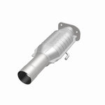 MagnaFlow 3322441 carb direct-fit catalytic converter, opposite front three-quarter view of the turntable spin