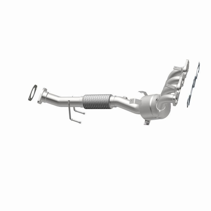MagnaFlow 52443 oem grade manifold converter, opposite rear three-quarter view of the turntable spin