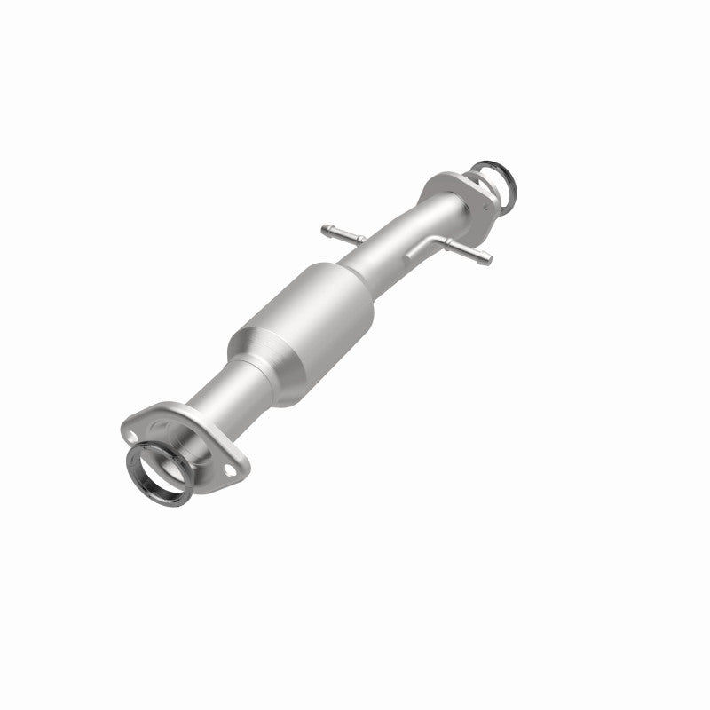 MagnaFlow 21-097 oem grade direct-fit catalytic converter, opposite front three-quarter view of the turntable spin