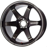 A front view of Volk Racing TE37 Ultra M-Spec Wheel 19x10.5 5x114.3 22mm Diamond Black with white background