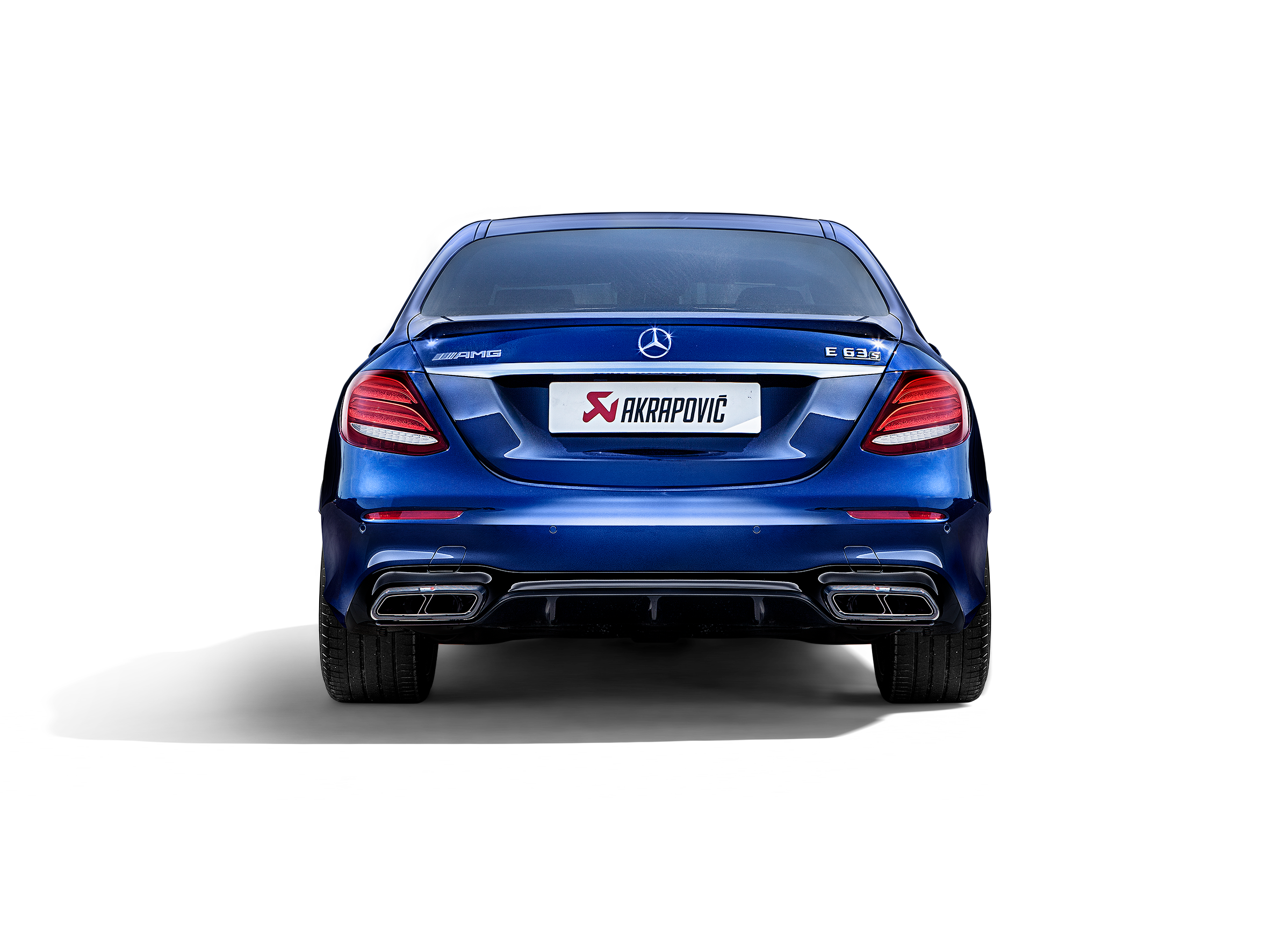 Akrapovic Mercedes Benz E63 (W213) Evolution Tail Pipe Set (High Gloss Carbon) TP-CT/46/G for Mercedes-Benz E63 AMG Sedan/Wagon W213/S213 2018-2023, rear view
