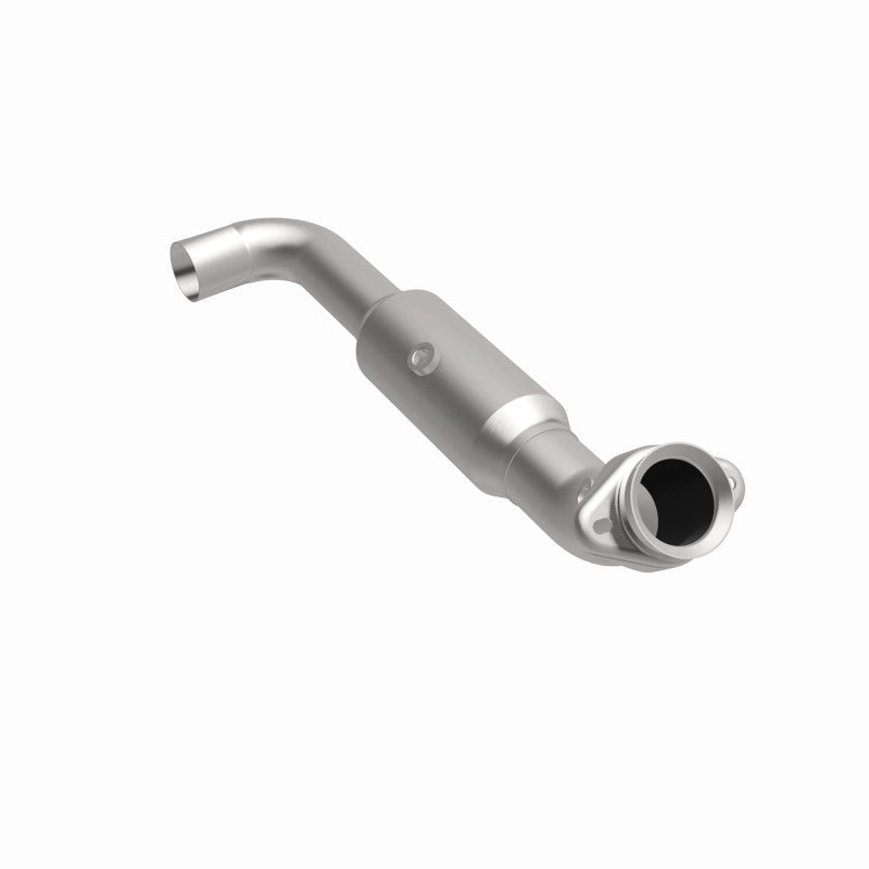 MagnaFlow 5551520 carb direct-fit catalytic converter, front three-quarter view of the turntable spin