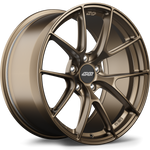 Bronze finished alloy wheel with five-spoke design and center cap on white background - APEX Wheels wheel for 19x9 ET25 5x112 - Satin Bronze