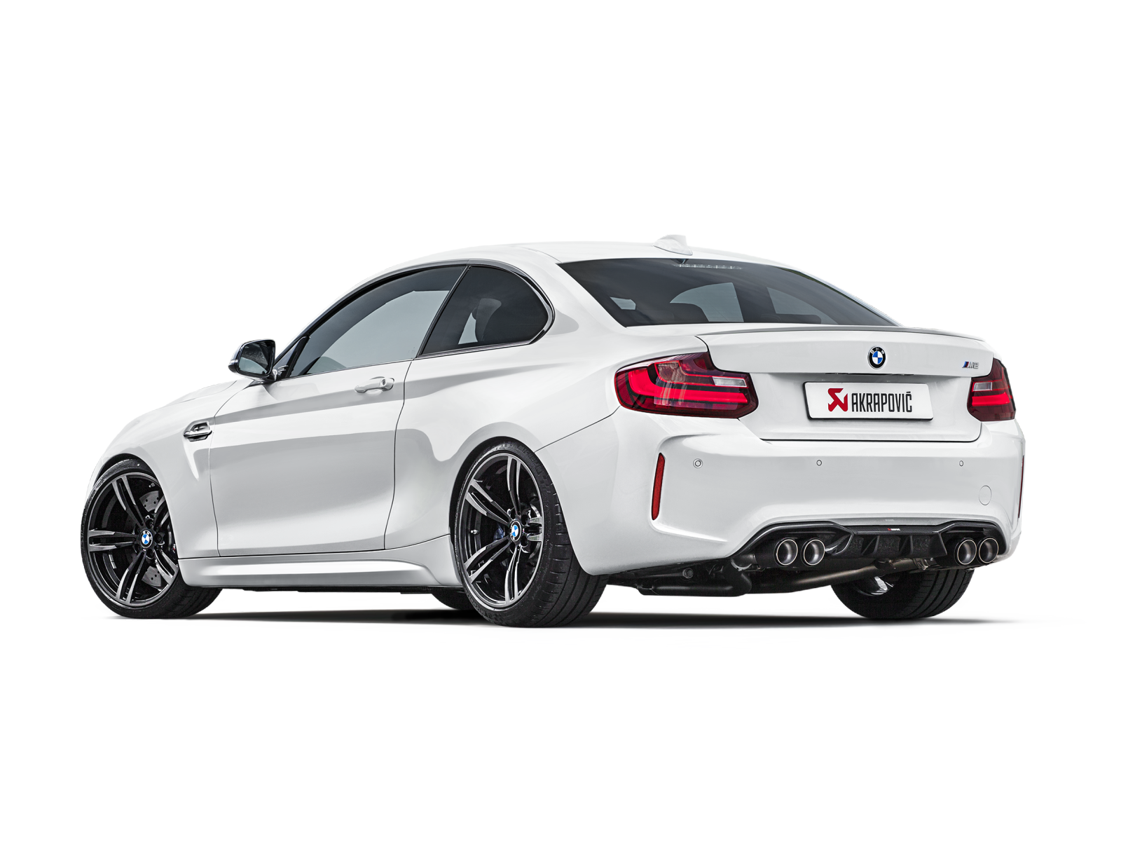 Akrapovic BMW M2 F87 (Excl M2 Competition) Evolution Line Cat Back (Titanium) w/Carbon Tips ME-BM/T/8H for BMW M2 F87 2016-2018, top view