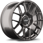 Gunmetal finished alloy wheel with multi-spoke design and center cap showing 5-bolt pattern mounting configuration - APEX Wheels wheel for 18x9 ET46 5x130 - Anthracite