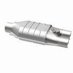 MagnaFlow 3391037 universal catalytic converter, opposite rear three-quarter view of the turntable spin