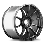 Single forged alloy wheel with dark gunmetal finish and ten-spoke design on clean white background - APEX Wheels wheel for 19x12 ET46 PSCL - Satin Black