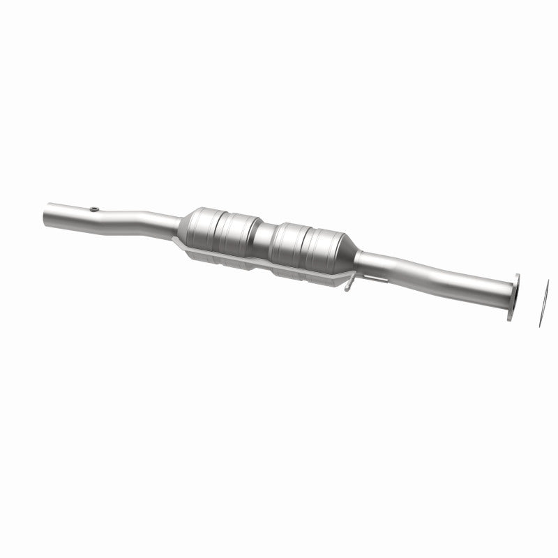 MagnaFlow 55324 hm grade direct-fit catalytic converter, opposite rear three-quarter view of the turntable spin