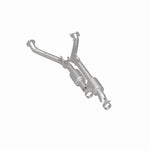 MagnaFlow 52969 oem grade direct-fit catalytic converter, rear three-quarter view of the turntable spin