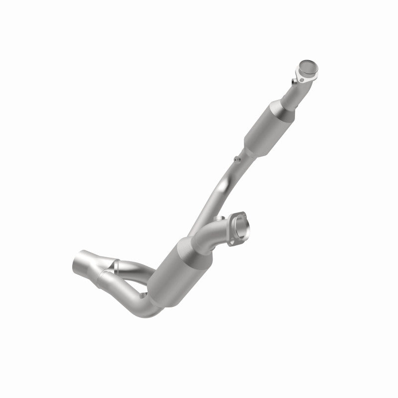 MagnaFlow 5451711 carb direct-fit catalytic converter, opposite rear three-quarter view of the turntable spin