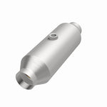 MagnaFlow 5451354 universal catalytic converter, opposite front three-quarter view of the turntable spin