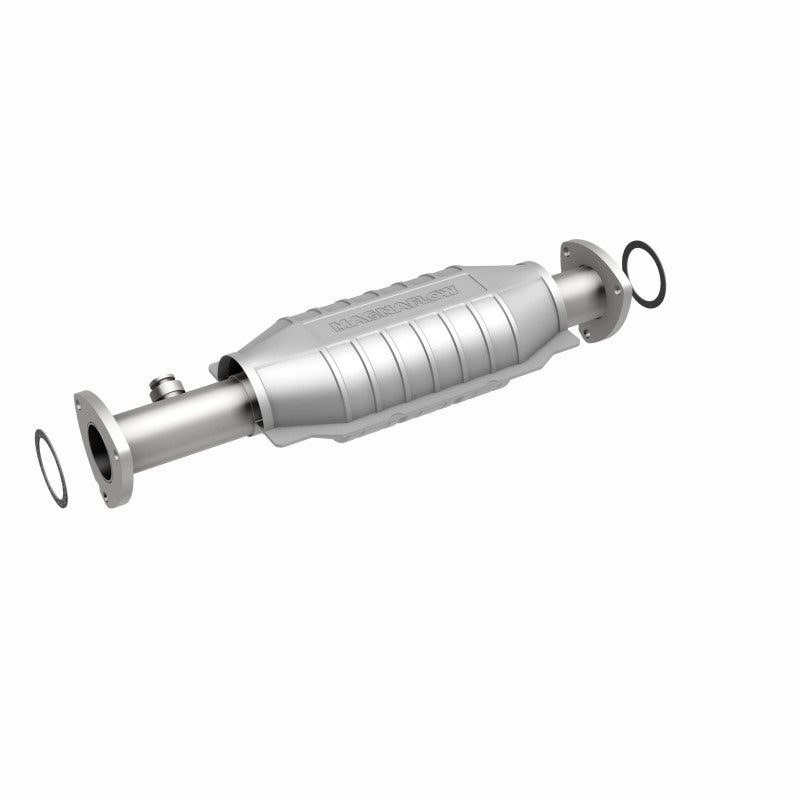 MagnaFlow 4481499 carb direct-fit catalytic converter, front three-quarter view of the turntable spin