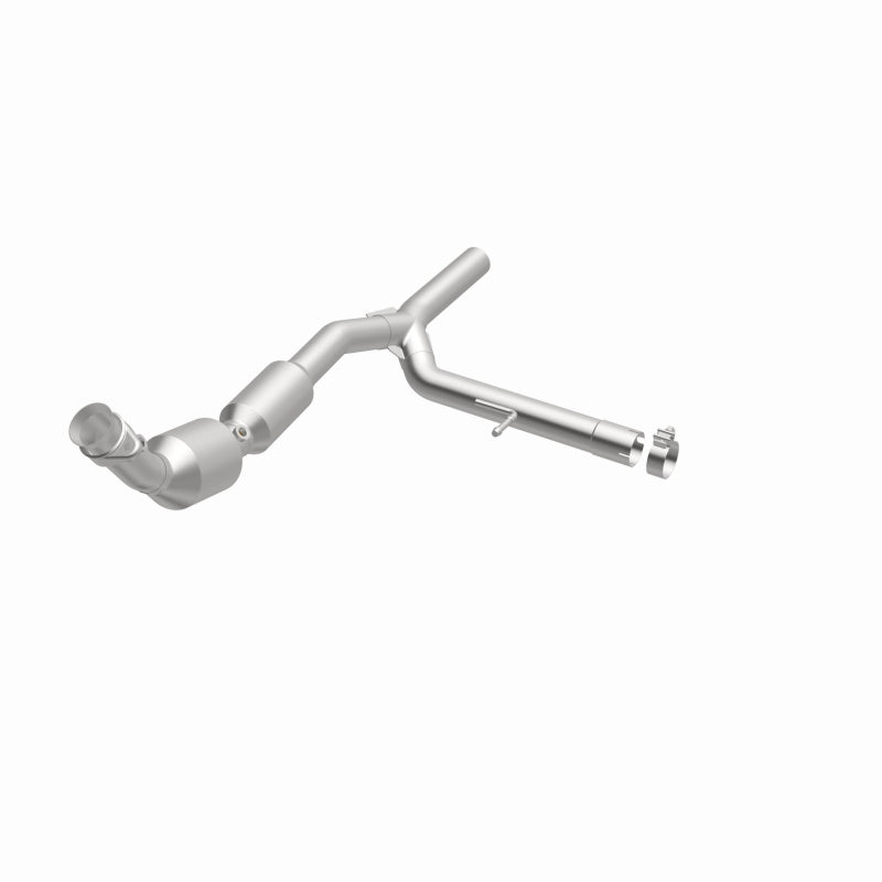 MagnaFlow 5582706 carb direct-fit catalytic converter, opposite front three-quarter view of the turntable spin