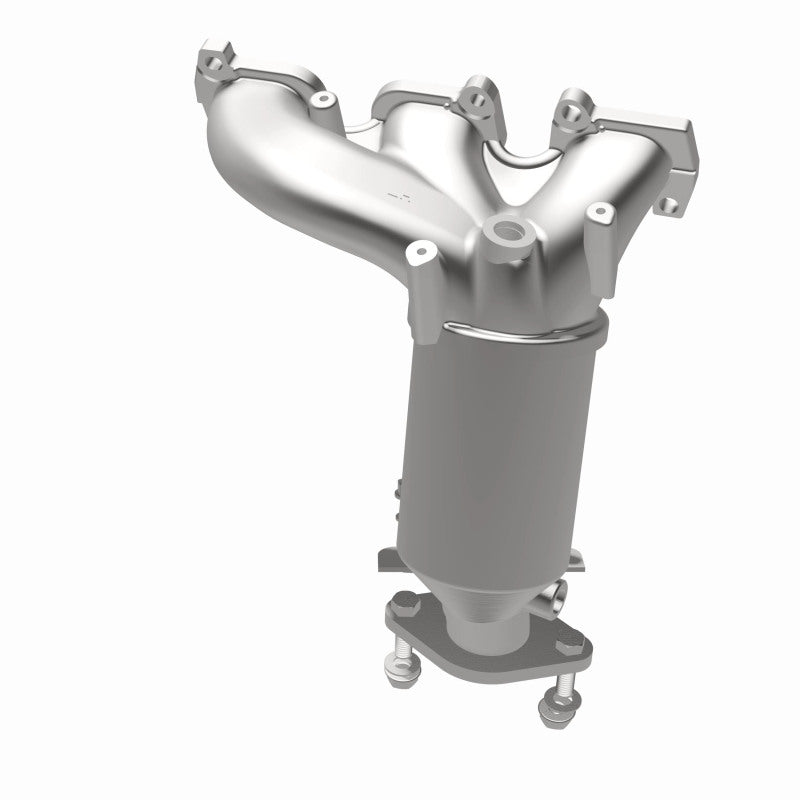 MagnaFlow 5551218 carb manifold converter, opposite rear three-quarter view of the turntable spin