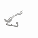 MagnaFlow 93423 epa direct-fit catalytic converter, opposite front three-quarter view of the turntable spin