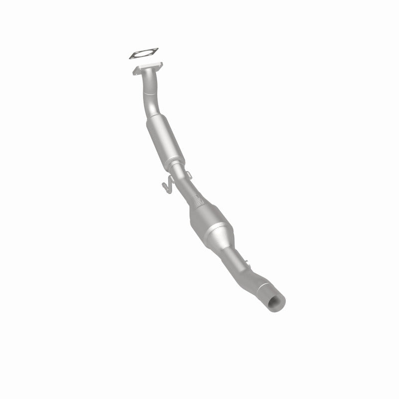 MagnaFlow 5561526 carb direct-fit catalytic converter, rear three-quarter view of the turntable spin