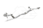 A front view of Fi EXHAUST Valvetronic Cat-Back System for Mercedes-Benz W213 AMG E53 2019-2023 with white background