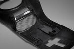 Close-up of carbon weave and mesh section on Capristo Ferrari 488 lock cover