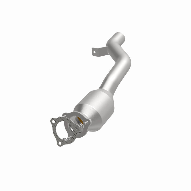 MagnaFlow 5592595 carb direct-fit catalytic converter, opposite front three-quarter view of the turntable spin