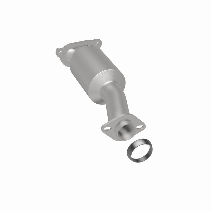 MagnaFlow 5491121 carb direct-fit catalytic converter, rear three-quarter view of the turntable spin