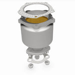 MagnaFlow 52049 oem grade direct-fit catalytic converter, rear three-quarter view of the turntable spin