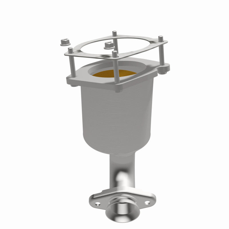 MagnaFlow 5461110 carb direct-fit catalytic converter, rear three-quarter view of the turntable spin