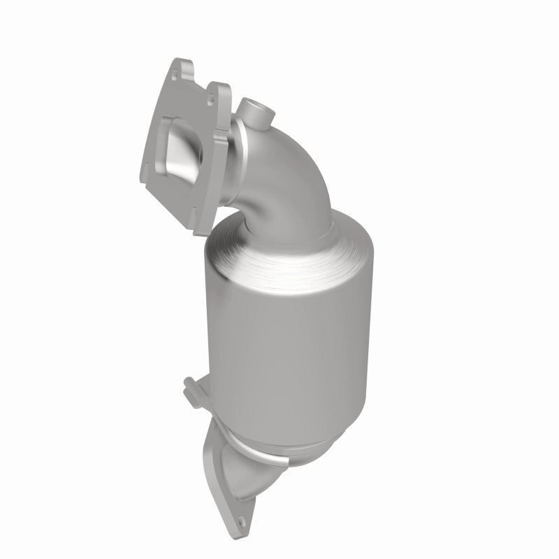 MagnaFlow 22-160 oem grade manifold converter, rear three-quarter view of the turntable spin