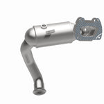 MagnaFlow 21-951 oem grade direct-fit catalytic converter, opposite front three-quarter view of the turntable spin